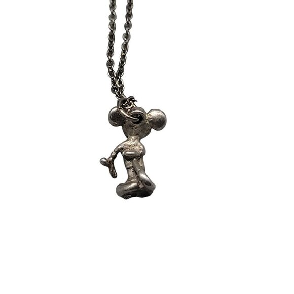 Sterling Silver Disney Vintage Pendant 925 Mickey Mouse 19" Silver Tone Chain - Picture 4 of 16